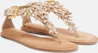Balmain Embellished suede thong sandals