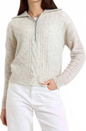 Brodie Mix Cable Cashmere Half Zip Jumper In Forst