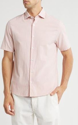 WESTZEROONE Fratter Short Sleeve Organic Cotton Button-Up Shirt in Pink at Nordstrom Rack, Size Xx-Large