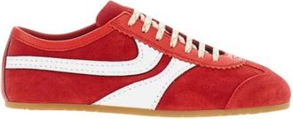 Dries Van Noten Lage su&egrave;de sneaker - Dames - Sneakers - Rood - 40 EU - Su&egrave;de - Schoenen