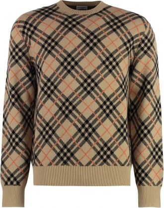 Burberry Cashmere trui met ronde hals - Heren - Cashmere truien - Veelkleurig - S - Truien & Vesten