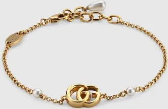 Gucci GG Marmont Chain Bracelet With Charm, Gold-toned metal, Gold-toned metal