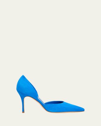 Manolo Blahnik Taylerbinu Suede DOrsay Pumps