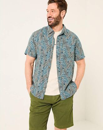 FatFace Leaf Print Linen Blend Shirt