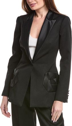 Oscar De La Renta Oscar De La Renta Peplum Waist Grain De Poudre Wool-Blend Jacket