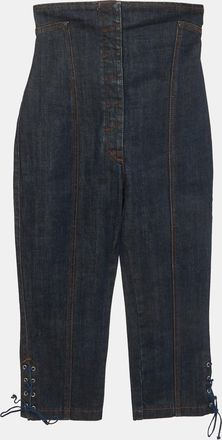 Jean Paul Gaultier Blue Denim High Waist Lace Up Jeans