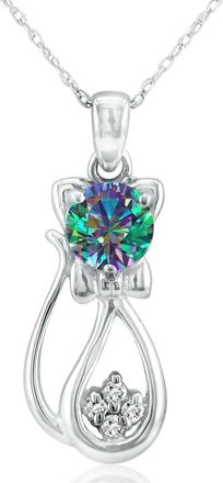 SuperJeweler 1 Carat Gemstone and Diamond Cat Necklace In Sterling Silver With 18 Inch Chain