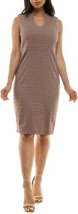 Nina Leonard Plaid U Neck Sleeveless Midi Dress in Black/Red Multi Plaid at Nordstrom Rack, Size X-Large