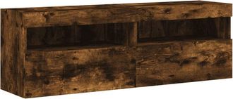 vidaXL Vidaxl - tv Wall Cabinets with led Lights 2 pcs Smoked Oak 60x30x40 cm