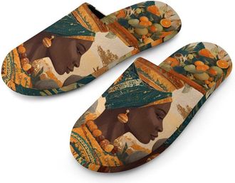 Generic Savanna African Woman Animal World Mens House Slippers Slip Indoor Slipper On Shoes Warm Outdoor