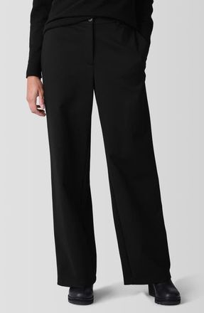 Eileen Fisher Washable Flex Ponte Wide Leg Pants in Black at Nordstrom, Size Petite