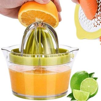 OEM Exprimidor De C&iacute;tricos Con Dispensador De Lim&oacute;n Y Naranja, Vaso Medidor Y Rallador Incorporados, Color Verde