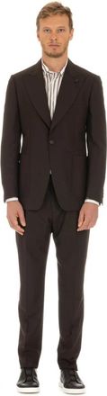 Lardini Bruin Jas Maxi Revers Mono Bottone - Heren - Business pakken - Bruin - L - Kostuums