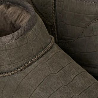 UGG Mens Ankle Boots Classic Ultra Mini Dark Grey Wool