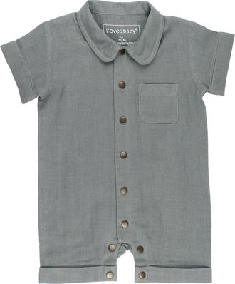 LOvedbaby Organic Cotton Coverall in Moonstone at Nordstrom, Size 12-18M