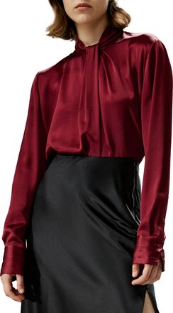 LilySilk Asymmetrical Embellished Pleats Silk Shirt