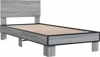 vidaXL Estructura cama madera ingeniería metal gris Sonoma 75x190 cm Vidaxl