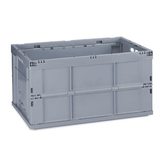 Relaxdays 2 X Cajas Plegables Profesionales, Resistentes, De Pl&aacute;stico, 60 L, Caja, Hbt 31,5 X 58,5 X 40 Cm, Gris