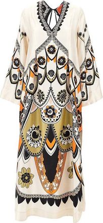 La DoubleJ Printed silk Twin Flame long dress Woman 44