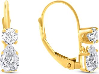 Pompeii3 1Ct TW Pear Shape Diamond Leverback Hoops Womens Earrings 14k Gold 1/2 Tall