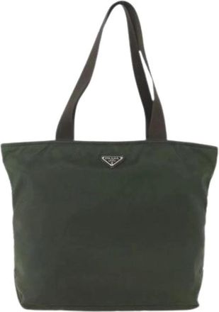 Prada Pre-owned Vintage zip tote - Dames - Vintage Shopper - Groen - ONE Size - Leer - Vintage