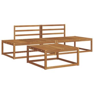 vidaXL Conjunto De Sof&aacute;s De Exterior Natural Madera De Acacia S&oacute;lida Vidaxl
