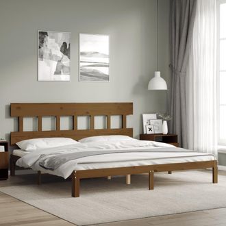 vidaXL Estructura Cama Y Cabecero Madera Maciza Marr&oacute;n Miel 200x200 Cm Vidaxl