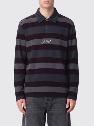 Off-white Polo a maniche lunghe in cotone a righe con logo a contrasto
