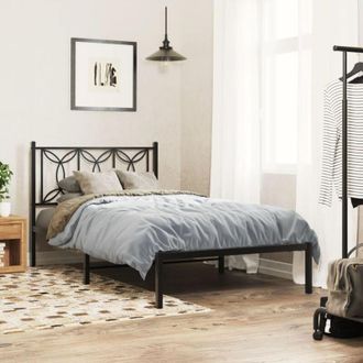 vidaXL Giroletto con Testiera in Metallo Nero 100x190 cm vidaXL