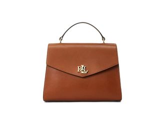 Lauren Ralph Lauren Leather Medium Farrah Satchel Womens Handbags Lauren Tan