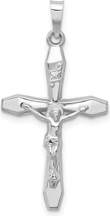 Diamond2Deal 14k White Gold Polished INRI Crucifix Pendant