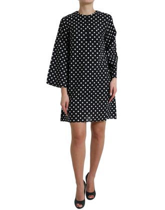 Dolce & Gabbana Womens Polka Dot Mini Dress Aline - Black Silk - Size EU 40 (Womens)