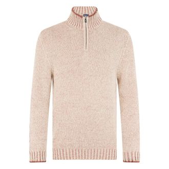 Fedeli Knitwear, male, Beige, Size: L Long-sleeve Zip-collar Sweater
