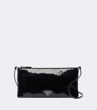 Prada Bolso al hombro con lentejuelas y piel