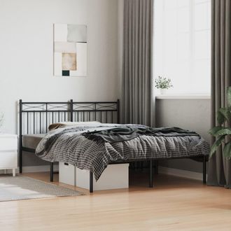 Berkfield Home Metal Bed Frame with Headboard Black 140x190 cm