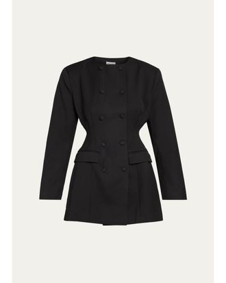 Aexae Wool-Silk Contoured Blazer Mini Dress