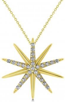 Allurez Diamond Starburst Pendant Necklace 14k Yellow Gold (0.13ct)
