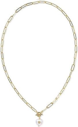 Kendra Scott Sasha Heart Short Pendant Womens Necklace Womens Necklace Gold Freshwater Cultured Pearl, Brass