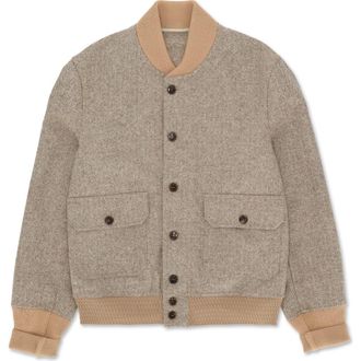 Fortela Herringbone Bomber Jacket in Beige at Nordstrom, Size 50 Eu