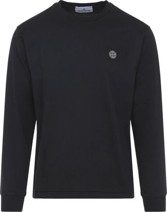 Stone Island Black Ls Cotton T-Shirt-Uomo
