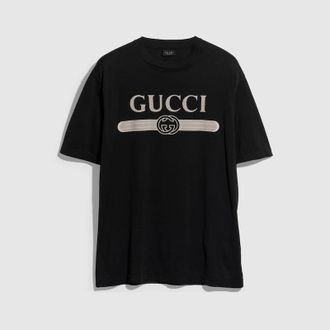 Gucci Cotton Jersey T-shirt With Print, Size XXXL, Black