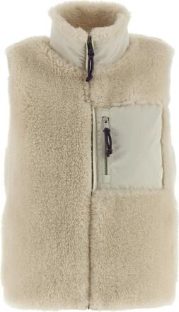 Tory Burch Jassen, Dames, Wit, S, Nylon, Colorblock Highpile Fleece Vest