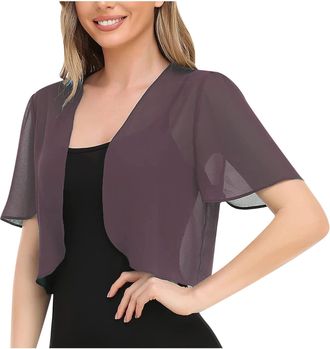 Generic KUIH Cardigans for Women UK Chiffon Lightweight Ladies Cropped Bolero Shrugs Elegant Open Front Summer Cardigan Business Office Casual Womens Tops for