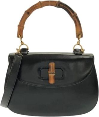 Gucci Pre-owned Handbags, female, Black, Size: ONE SIZE Pre-owned Vintage Leather Handbag