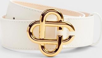 Casablanca Womens CC Logo Buckle Belt White - Size: 80CM