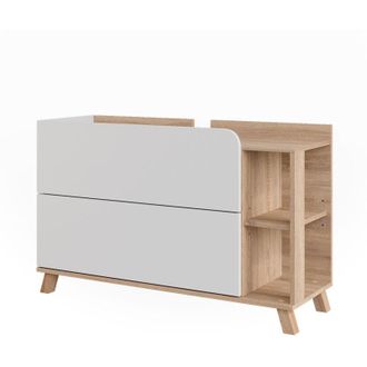 Vicco Mobiletto per lavabo Karen, Sonoma/Bianco, 100 x 65 cm con 2 cassetti, Vicco