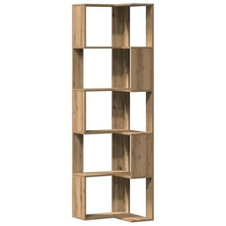 Berkfield Home Corner Bookcase 5-Tier Artisian Oak 50x50x179 cm Engineered Wood in Brown | Size: 50 x 50 x 179 cm