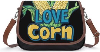 Generic I Love Corn Womens Crossbody Bag Fashion Shoulder Handbags Message Tote Bag with Adjustable Strap