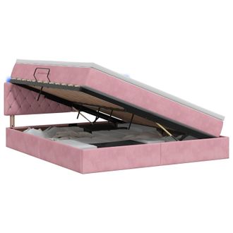 vidaXL Cama De Almacenamiento Led Con Colch&oacute;n Rosa 160 X 200 Cm Vidaxl