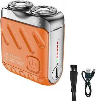 OEM Mini Aparato El&eacute;ctrico De 2 Luces, Rotaci&oacute;n De 360&deg;, Tweekop, Waterdicht, Oplaadbaar, Natte Y Droge Scheerder Para Thuis En Reizen (naranja)